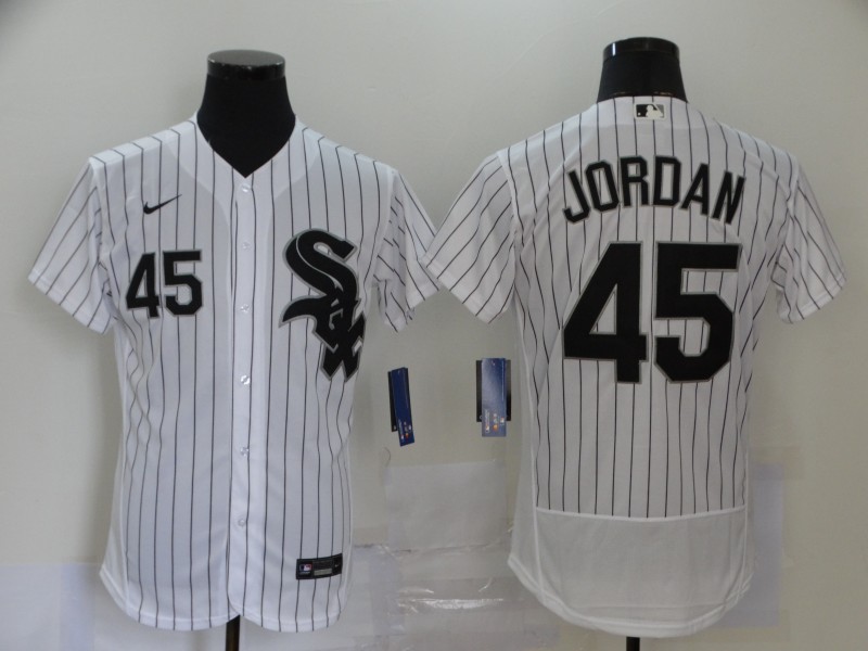 Men's Chicago White Sox #45 Michael Jordan White Flex Base Stitched Jersey